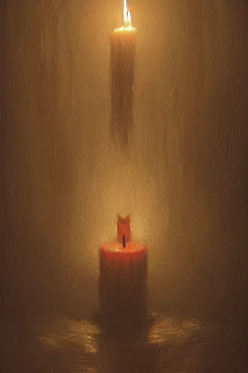 Image similar to Candle in the middle of the room, horror, illustrated by Greg Rutkowski and Caspar David Friedrich., Trending on artstation, artstationHD, artstationHQ, 4k, 8k