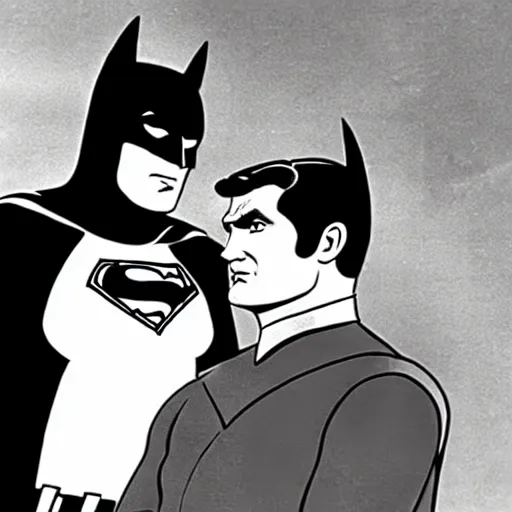 Image similar to adam west batman teams up with superman on the 1 9 6 6 batman tv show