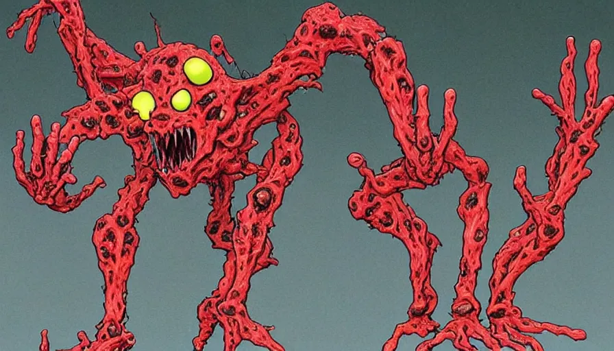 Image similar to a extremely gross disgusting and scary vile monster from neon genesis evangelion The Thing, Spawn, Horror necromorph japanese yokai kappa by Cronenberg and greg nicotero special effects