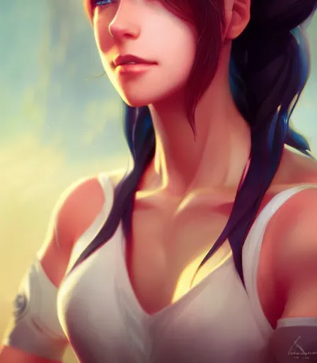 Prompt: beautiful portrait of a gorgeous personal trainer who looks like Reis Gremory , character design by charlie bowater, ross tran, artgerm, and makoto shinkai, detailed, soft lighting, rendered in octane