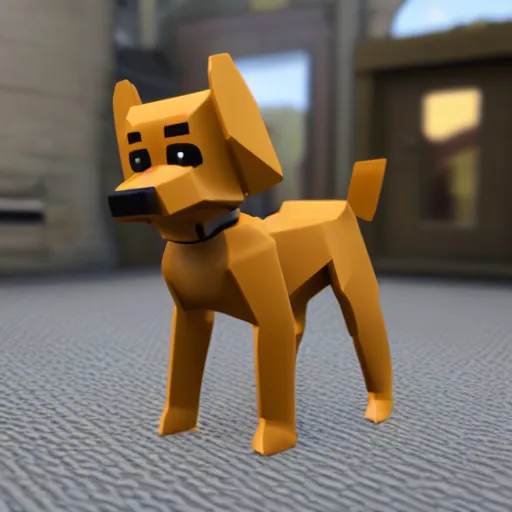 Prompt: a video game still of a dog made in roblox, HD, 3D render