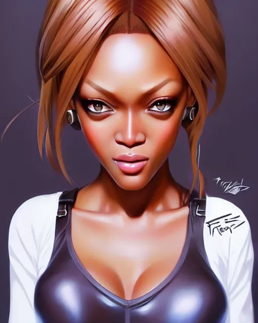 Prompt: portrait of Tyra Banks as Anime girl cute-fine-face, full body! pretty face, realistic shaded Perfect face, fine details. Anime. realistic shaded lighting by Ilya Kuvshinov Giuseppe Dangelico Pino and Michael Garmash and Rob Rey