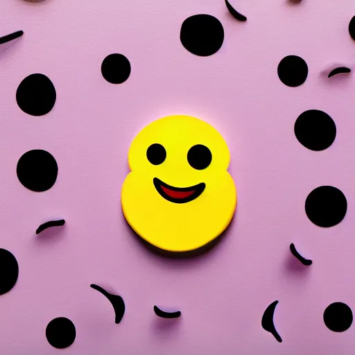 Prompt: crazy emoji looks at the camera, light pink background, art,