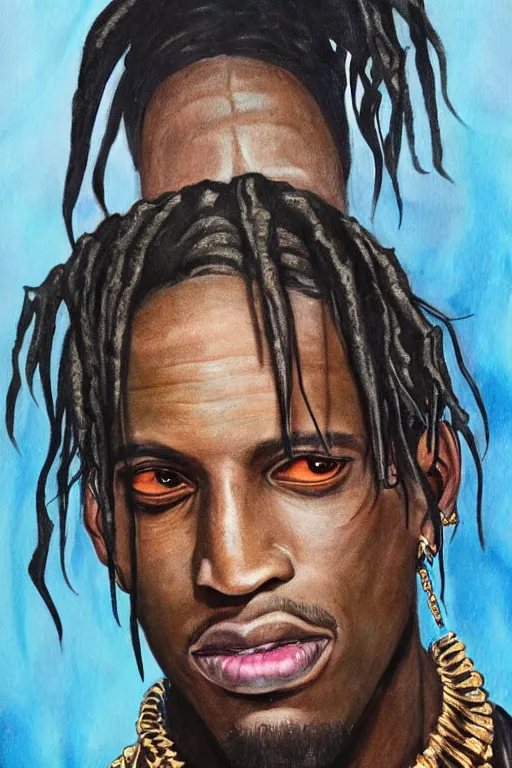 Image similar to an in game portrait of travis scott as hades, art by jen zee.