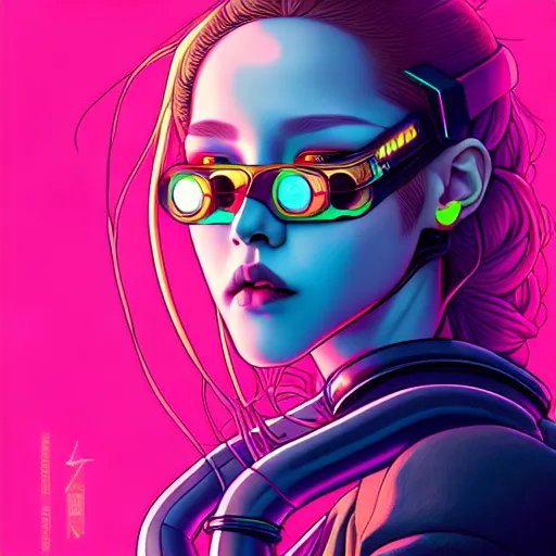 Image similar to portrait painting of a cyberpunk olivia hye from loona, sharp focus, award - winning, trending on artstation, masterpiece, highly detailed, intricate. art by josan gonzales and moebius and deathburger