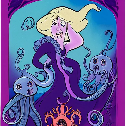 Prompt: ursula the sea witch, boris johnson, ( ( ( ( octopus tentacles ) ) ) ), by glen keane, disney