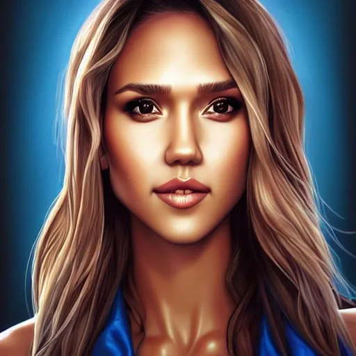 Image similar to ' a portrait of a jessica alba by artgerm'