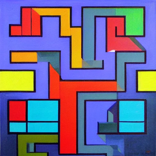 Prompt: a painting of tetris art by monet