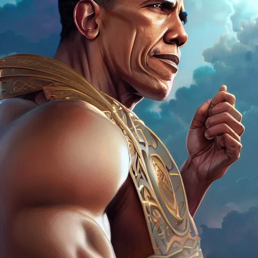 Image similar to ultra realistic illustration, buff barak obama anime, intricate, elegant, highly detailed, digital painting, artstation, concept art, smooth, sharp focus, illustration, art by artgerm and greg rutkowski and alphonse mucha