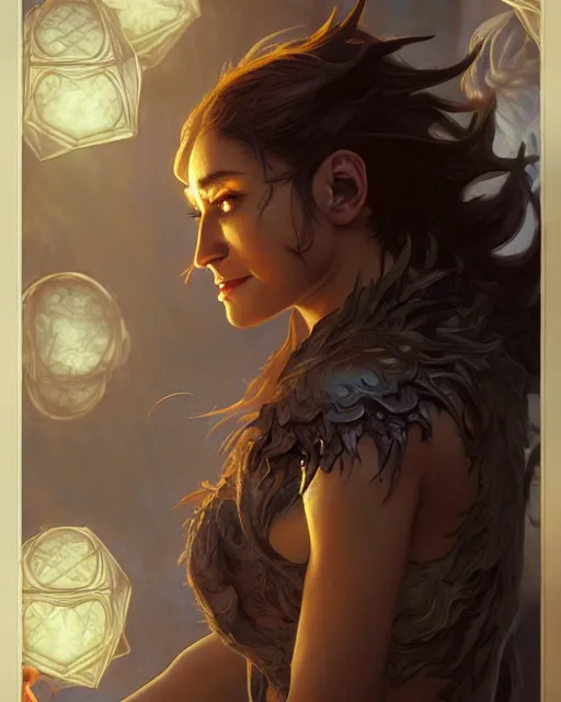 Image similar to werewolf, backlight, rim lighting, deep focus, d & d, fantasy, intricate, elegant, highly detailed, digital painting, artstation, concept art, matte, sharp focus, illustration, hearthstone, art by artgerm and greg rutkowski and alphonse mucha