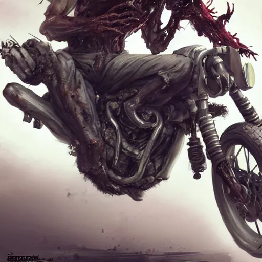 Prompt: a zombie riding a motorcycle out of his grave , made by Stanley Artgerm Lau, WLOP, Rossdraws, ArtStation, CGSociety, concept art, cgsociety, octane render, trending on artstation, artstationHD, artstationHQ, unreal engine, 4k, 8k,