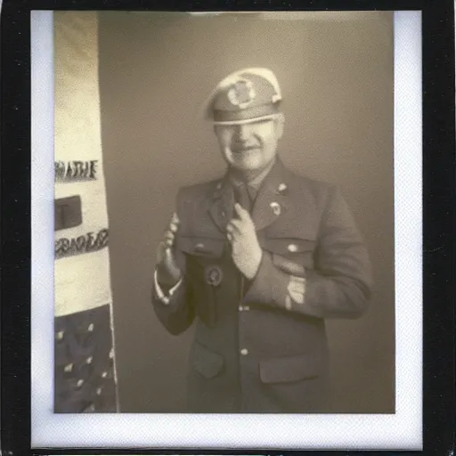 Image similar to polaroid photo of sponge bob in us military suit veteran of the vietnam war, underwater effect