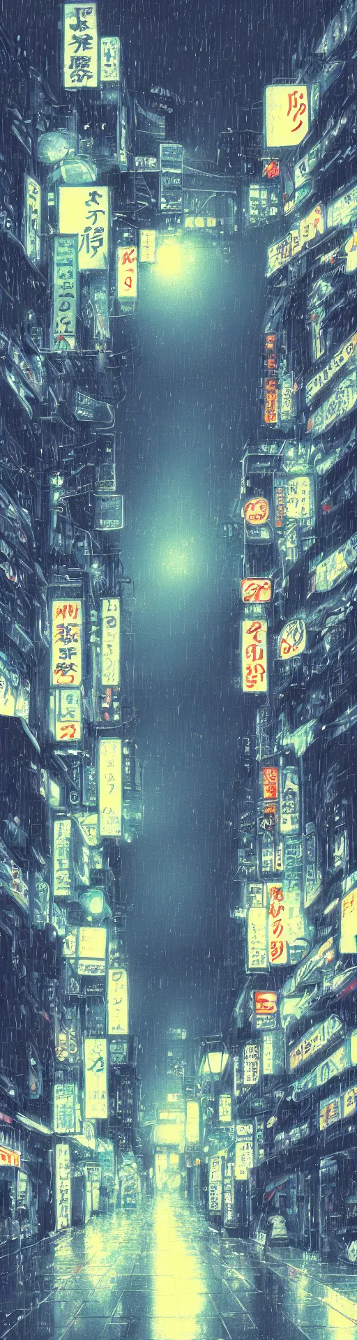 Prompt: Rainy street corner in Tokyo at night by Makoto Shinkai, anime style, studio ghibli
