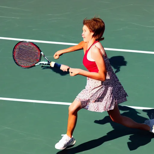 Image similar to a fridge with legs and arms is playing tennis against Garfield