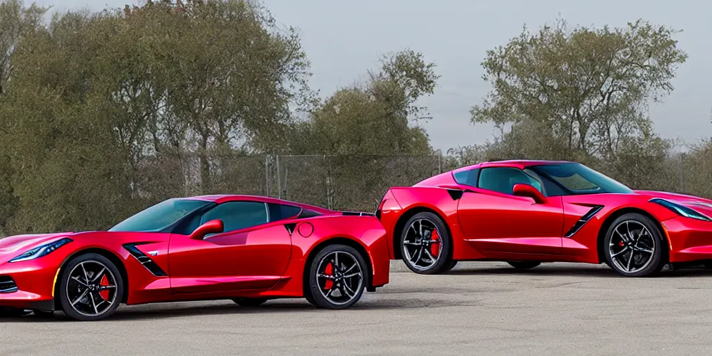 Image similar to chevrolet corvette stingray coupe z 5 1 2 lt, in red and white