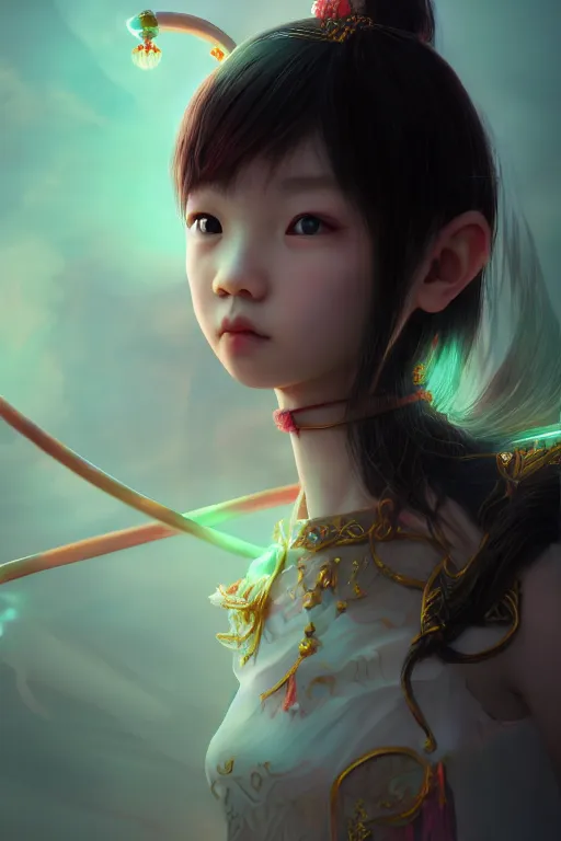 Image similar to cute nezha, mainland china, soft lights, cinematic, character concept design, highly detailed, volumetric light, symmetrical portrait, by new gods : nezha reborn, nezha : birth of the demon child, i am nezha, 8 k - - wallpaper