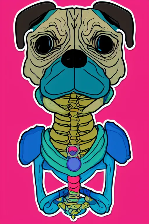 Image similar to portrait of a pug skeletor, sticker, colorful, illustration, highly detailed, simple, smooth and clean vector curves, no jagged lines, vector art, smooth