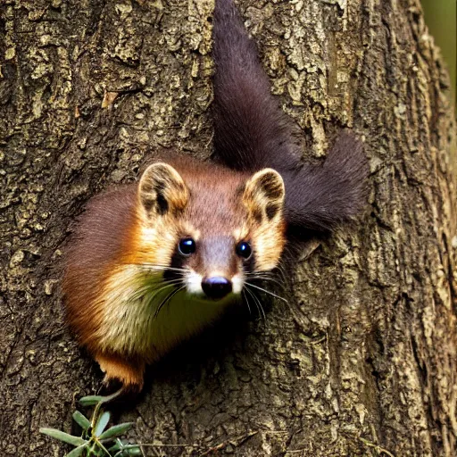 Prompt: pine marten holding a globus, wildlife photography, national geographic