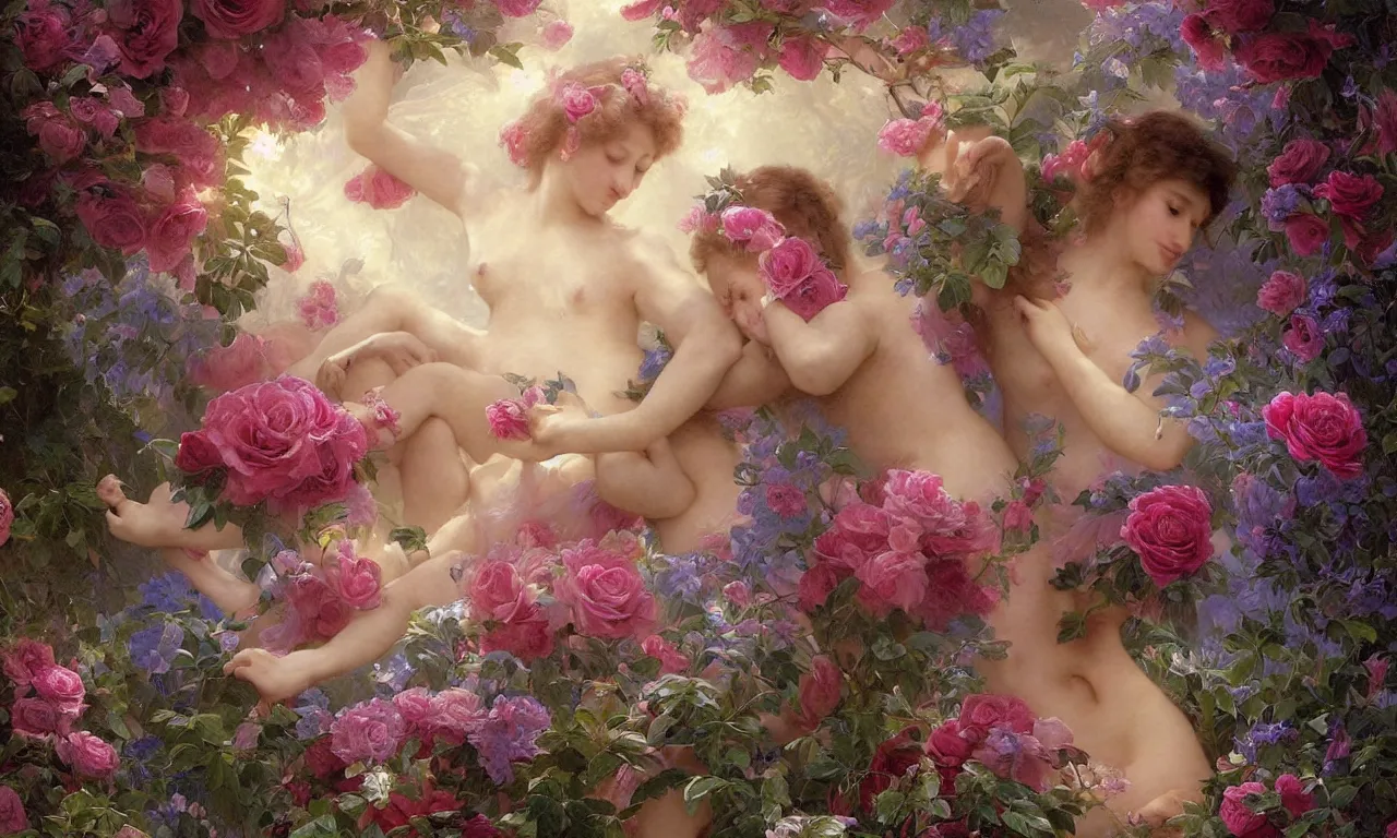 Prompt: a luminous springtime fairytale of an iridescent dragon in a romantic rose garden. Neon light, masterpiece 4k digital illustration by Artgerm and William-Adolphe Bouguereau, award winning, Artstation, Gustave Dore' background, intricate details, realistic, panoramic view, volumetric lighting, Hyperdetailed, 8k resolution, intricate art nouveau, golden hour, rendered in Unreal Engine 3
