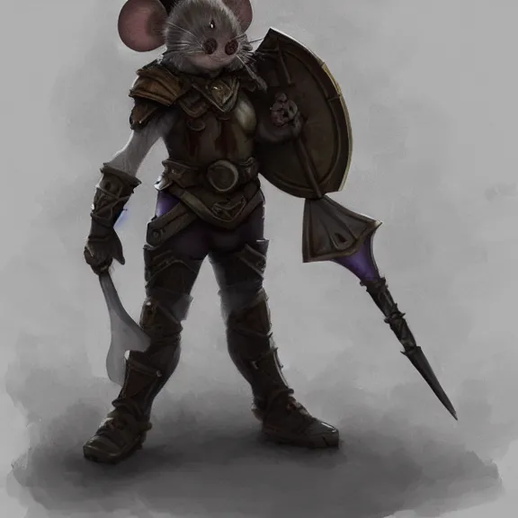 Image similar to warrior mouse with armor grabbing floating crystal, RPG Portrait, trending on Artstation, Pose Study, ultra detailed, award winning