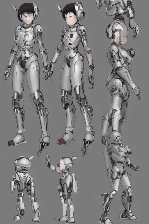 Image similar to the cute cyborg mother, character concept, character reference sheet, front and side views, by Makoto Shinkai, Stanley Artgerm Lau, WLOP, Rossdraws, James Jean, Andrei Riabovitchev, Marc Simonetti, krenz cushart, Sakimichan, trending on ArtStation, digital art, character design, lou romano color scheme