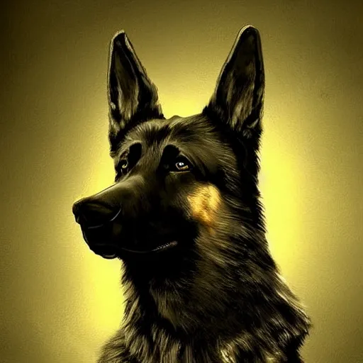 Image similar to German Shepherd Police Officer, digital art, artstation, very detailed, award winning, Furry Art,