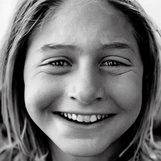 Image similar to a candid extreme closeup portrait of an expressive face of a delighted young woman by annie leibovitz