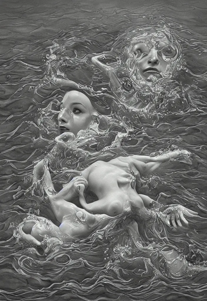 Image similar to highly detailed surrealist art about drowning slowly