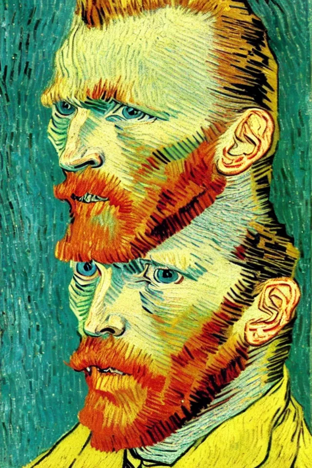 Image similar to winking self - portrait of van gogh, wink, wink and smile, one eye closed