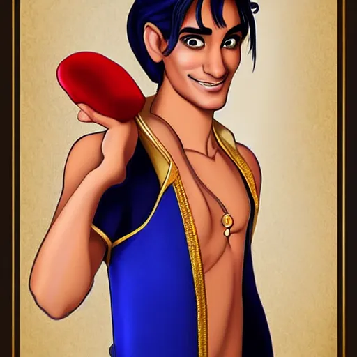 Prompt: aladdin,inspired by Charlie bowater,artgem,cartoon portrait