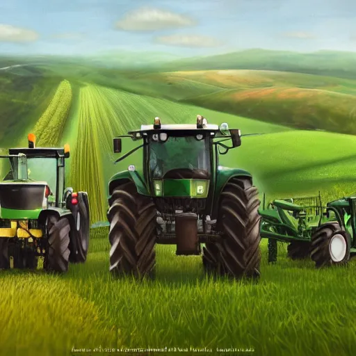 Image similar to agricultural machinery as a world leader, matte painting, trending on artstation