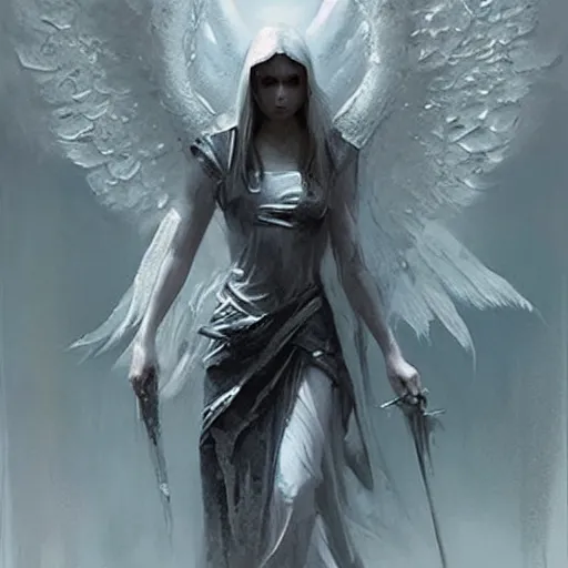 Image similar to in a world of horror, films of all time and a stunning white stunning gothic angel is the experience of all members of your family who, and reward players for their success, concept art, artwork by greg rutkowski, trending