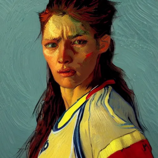 Image similar to painting of an woman basketball player, a van gogh style, greg rutkowski, cg worker artstation