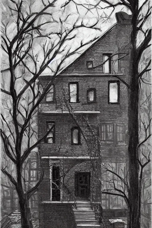 Image similar to (((((a ramshackle manhattan brick brownstone deep in the forest))))) by Jeremy Fenske!!!!!!!!!!!!!!!!!!!!!!!!!!!