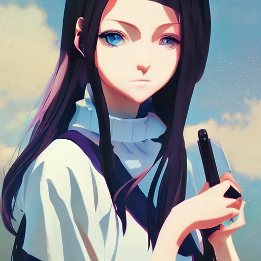 Prompt: Portrait of anime girl artstation fantasy by ilya kuvshinov, makoto shinkai