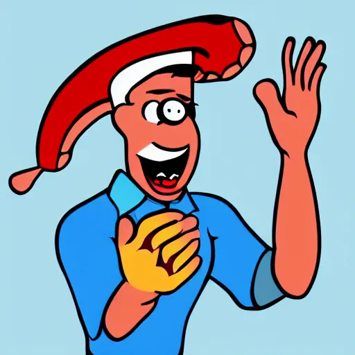 Image similar to pizza man with fingers for arms