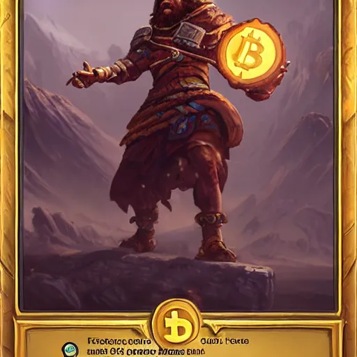 Image similar to bitcoin face warrior, epic fantasy digital art by greg rutkowski, epic fantasy hearthstone art