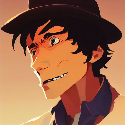 Image similar to face icon stylized minimalist cowboy bebop, loftis, cory behance hd by jesper ejsing, by rhads, makoto shinkai and lois van baarle, ilya kuvshinov, rossdraws global illumination