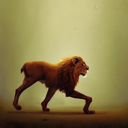 Prompt: half lion half deer artwork by Sergey Kolesov