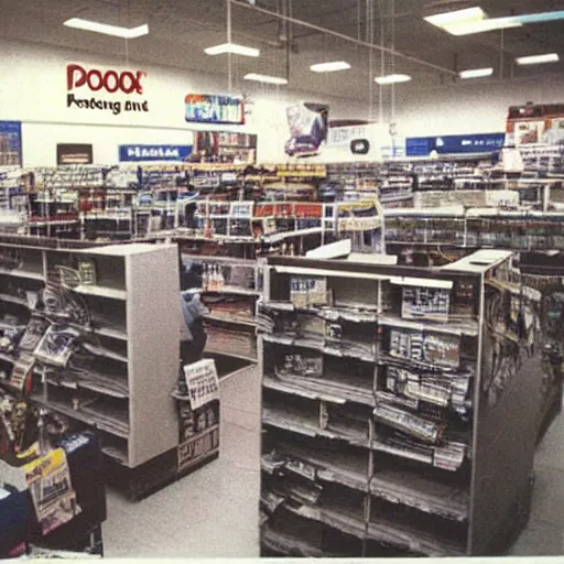 Image similar to “Walmart electronics department in 1990. Polaroid”