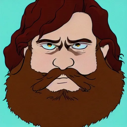 Prompt: gimli from the anime lord of the rings (1986), with ginger hair and a big beard, studio ghibli, very detailed, realistic