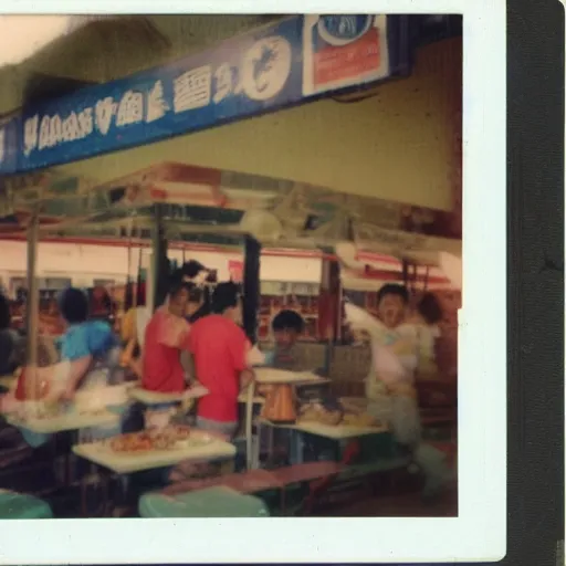 Image similar to A polaroid photo of a hawker centre