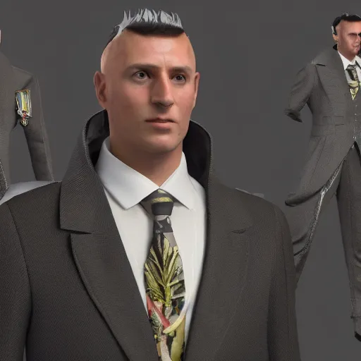 Image similar to british lord wearing expensive israeli suit designed by michaelo angelo, frame focused on face and upper body, created with metahuman in unreal engine, pbr materials, 4 k face texture