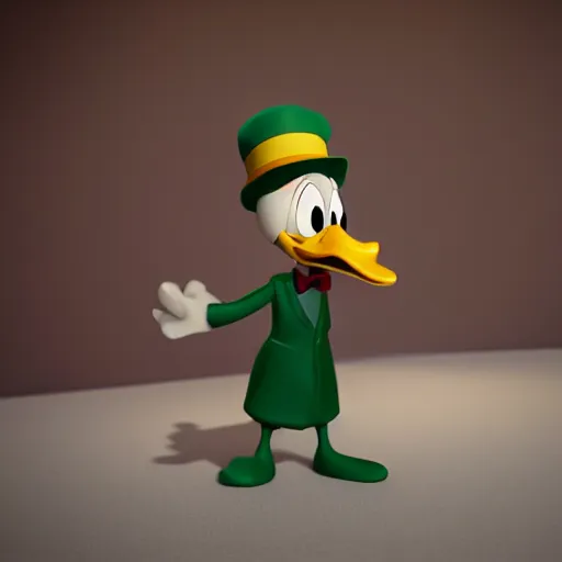 Image similar to ducktales uncle scrooge, realistic, 3 d render, octane, toy