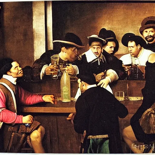 Image similar to people drinking at the bar by diego velazquez