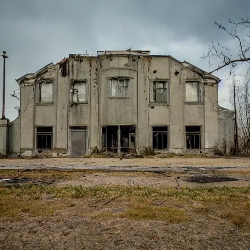 Image similar to a vintage abandoned filmset investigated by curious robobots