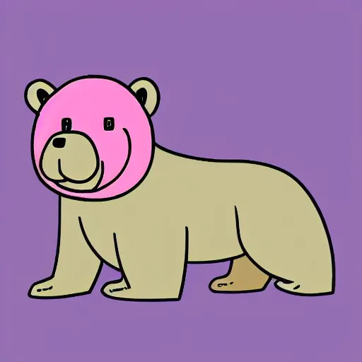 Image similar to a cute pink fluffy vector podcast logo of a streaming bear, golden ratio, iconic, award winning, line art, bold, playful