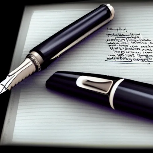 Image similar to fountain pen that will write the final answer of the universe, realistic render, octane, arnold