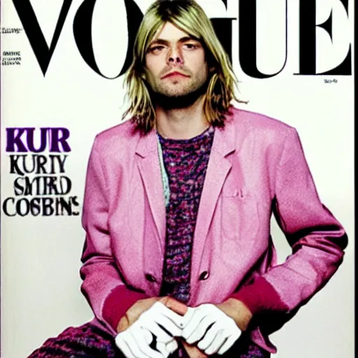 Prompt: kurt cobain on 9 0 s vogue cover