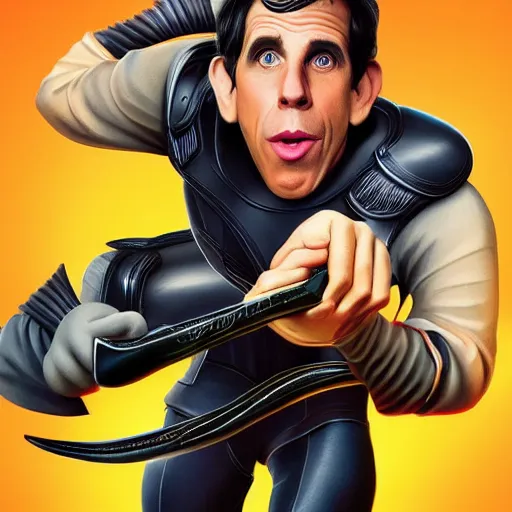 Image similar to ben stiller as a disney character, symmetrical, highly detailed, high resolution, trending on artstation